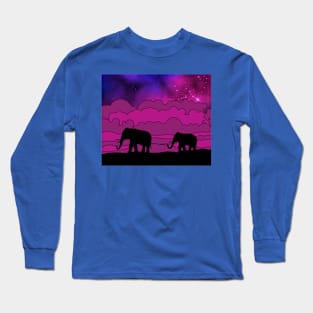 Retro Vintage Sunset Africa At Night Long Sleeve T-Shirt